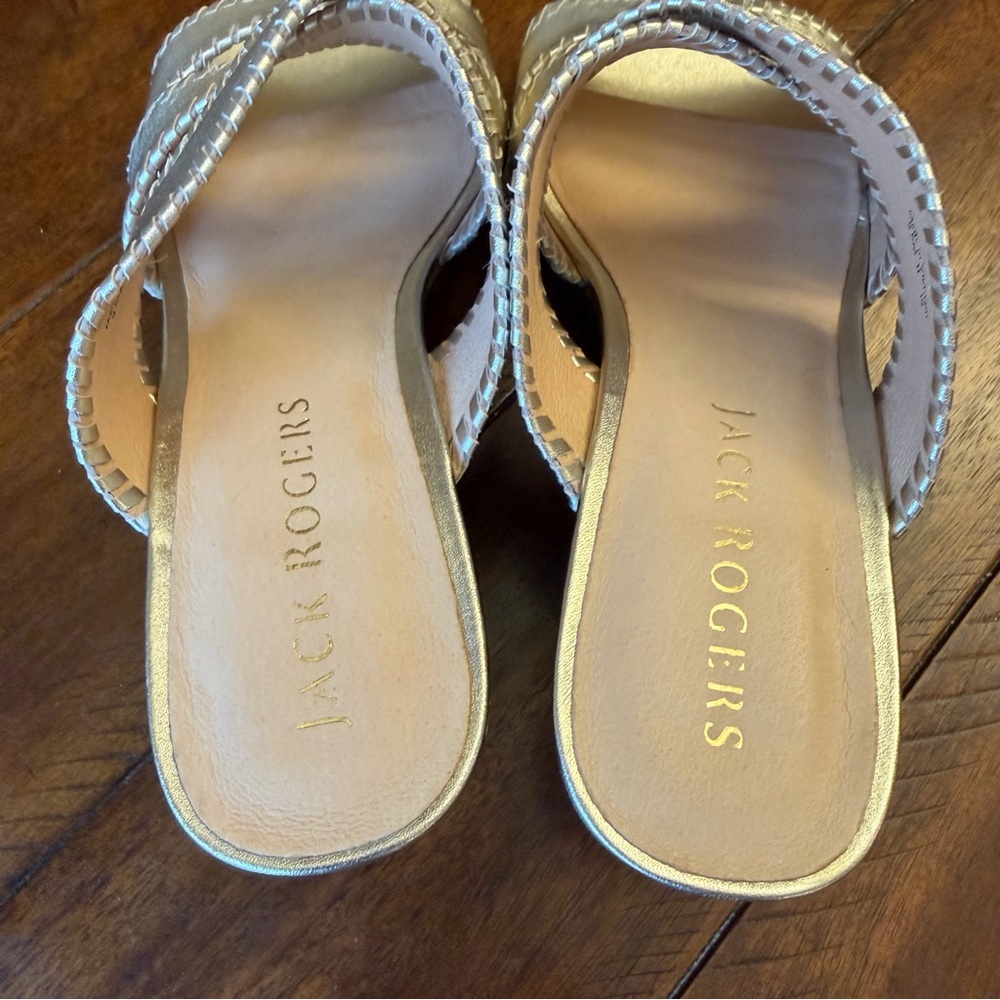Jack Rogers Gold metallic Jackie Mid Wedge Sandals - Picture 4 of 6